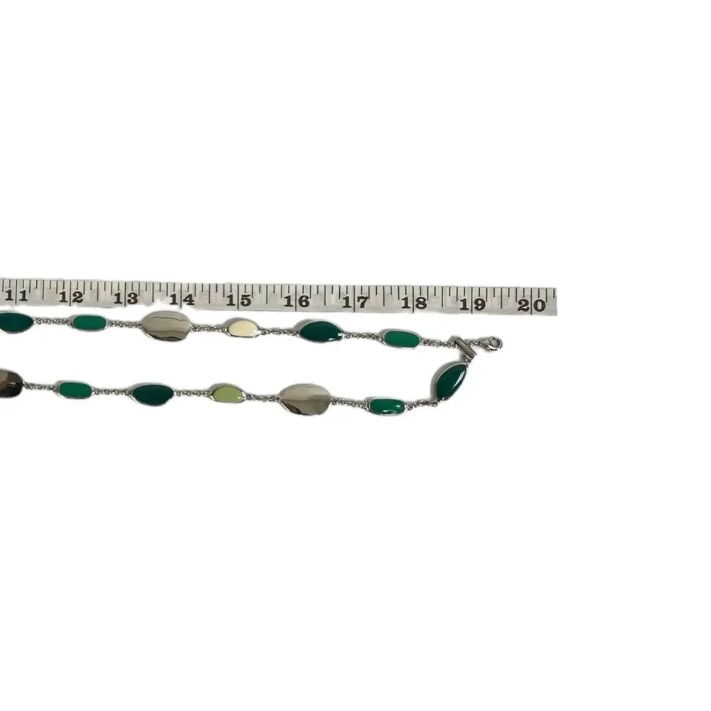 Silver Tone Double Strand Layered Jewelry  Necklace Multicolor‎ Pebbles A14Q